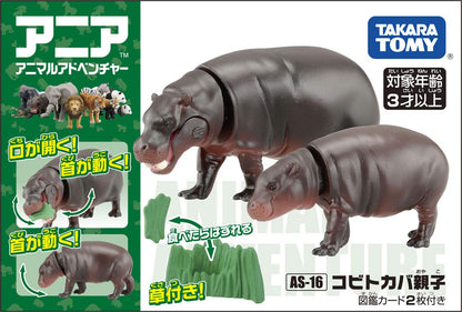 TAKARA TOMY As-16 Animal Adventure Pygmy Hippopotamus Parent And Child Figure- Japan Figure Store - #1 Bring To You The Best Japanese Goods
