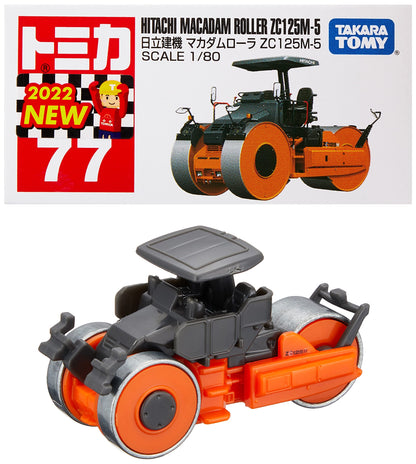 Takara Tomy Tomica No.77 Mini Car Toy with Hitachi Construction Macadam Roller Zc125M-5 Ages 3+- Japan Figure Store - #1 Bring To You The Best Japanese Goods