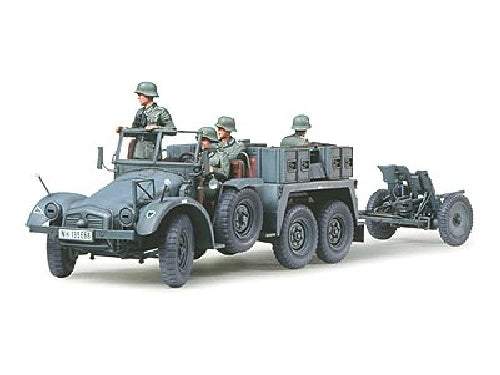 Tamiya 1/35 Krupp Protze 1 Ton 6x4 Kfz.69 Towing Truck With 3.7cm Pak Kit - Japan Figure