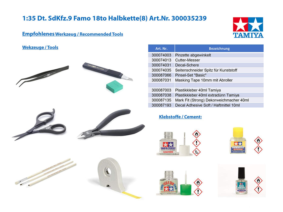 TAMIYA 35239 German 18Ton Heavy Half-Track Famo 1/35 Scale Kit- Japan Figure Store - #1 Bring To You The Best Japanese Goods