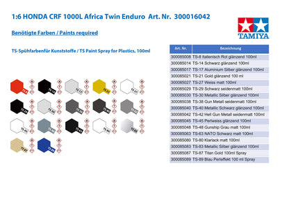 Tamiya 16042 Honda Crf1000L Africa Twin 1/6 Japanese Plastic Scale Motorbike Model- Japan Figure Store - #1 Bring To You The Best Japanese Goods