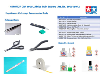 Tamiya 16042 Honda Crf1000L Africa Twin 1/6 Japanese Plastic Scale Motorbike Model- Japan Figure Store - #1 Bring To You The Best Japanese Goods