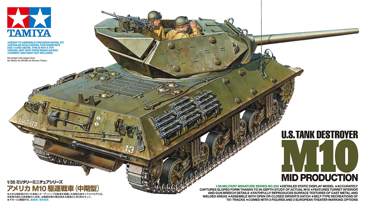Tamiya 35350 Military Miniature Series No.350: Us Army M10 Destroyer Tank - Japanese Plastic Model- Japan Figure Store - #1 Bring To You The Best Japanese Goods