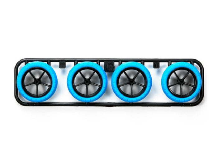 TAMIYA 95254 Mini 4Wd Hard Arched Tires Blue W/Carbon Rein Lg Dia Wheels- Japan Figure Store - #1 Bring To You The Best Japanese Goods