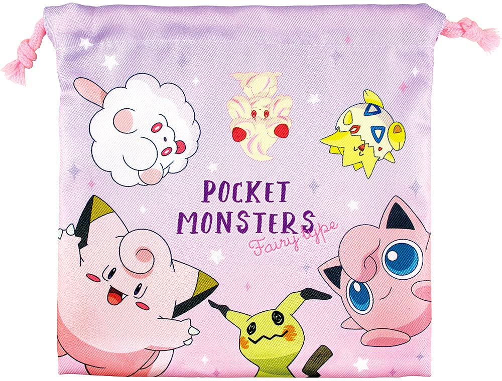 POKEMON CENTER ORIGINAL Pokemon Fairy Type Flat Drawstring Bag- Japan Figure Store - #1 Bring To You The Best Japanese Goods