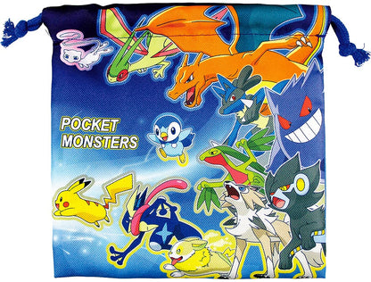 POKEMON CENTER ORIGINAL Pokemon Gathering Flat Drawstring Bag- Japan Figure Store - #1 Bring To You The Best Japanese Goods