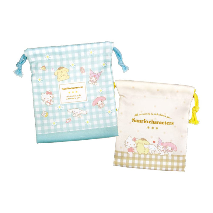 T'S Factory Sanrio Drawstring Bag Set Of 2 Sanrio Characters Flower- Japan Figure Store - #1 Bring To You The Best Japanese Goods