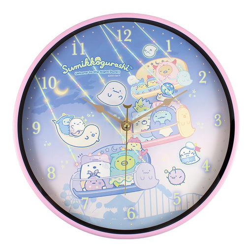 Sumikko Gurashi Pink Wall Clock SG-5520452PK Φ30xD4Cm Luminous Ghost Night Park- Japan Figure Store - #1 Bring To You The Best Japanese Goods
