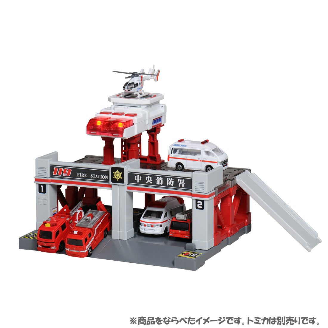 Takara Tomy Tomica Town Build City Sound Light Fire Station (874393) Fire Truck Toys- Japan Figure Store - #1 Bring To You The Best Japanese Goods