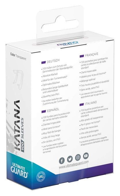 Ultimate Guard Katana Sleeves Standard Size Clear X 100 Set- Japan Figure Store - #1 Bring To You The Best Japanese Goods