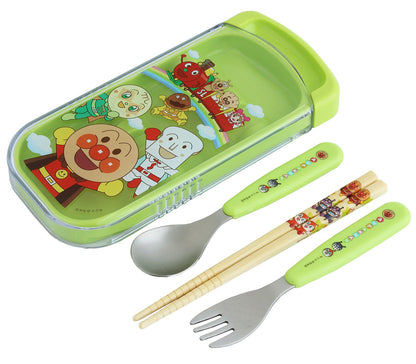 Lec Japan Wreck Anpanman Slide 3-Piece Set (Chopsticks Spoon Fork) Green- Japan Figure Store - #1 Bring To You The Best Japanese Goods